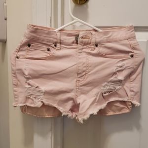 Aeropostale Pink Distressed Jean Shorts Sz 4